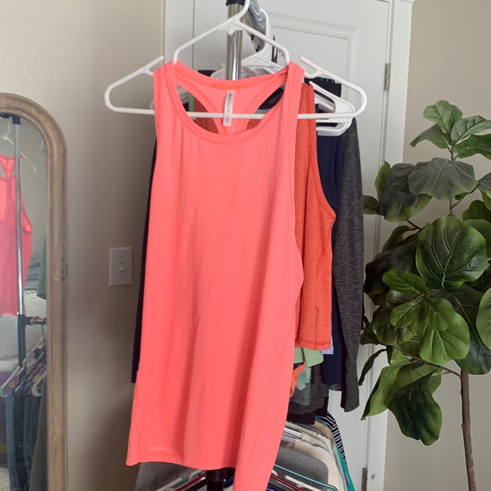 Athleta neon sherbert pink orange running tank